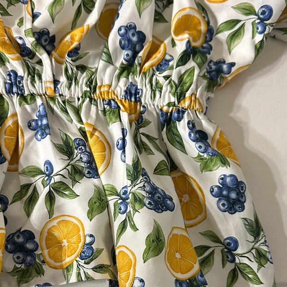 Anthropologie White Blouse with Lemon and Blueberry Print - Picture 5 of 7